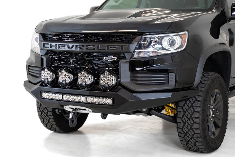 Chevrolet Colorado ZR2 Bumper - Front - Addictive Desert Designs - Stealth Fighter - Hammer Black with Satin Black panels - `21-`27